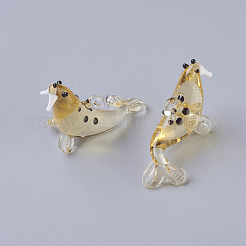 手作りランプワークペンダント  アシカ  ライトカーキ  19~22x32~35x10~12mm  穴：2~4mm&nbsp;LAMP-L075-089