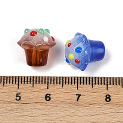 ガラスの凹凸のあるビーズ  アイスクリーム  エナメル  染められ、ハートが入った  ミックスカラー  13.5x13mm  穴：1.6mm&nbsp;GLAA-B025-01