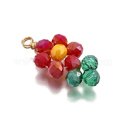 5 個の UV メッキアクリルパーツ  花  スプレー塗装された透明ガラス  ゴールドカラー  20.5~21x10.5~11x4mm  穴：2mm&nbsp;PALLOY-TA00271