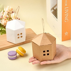 20袋2色の紙製ギフト包装箱  麻縄と見える窓付き  家の形  ミックスカラー  8.5x8.5x6.5cm  10袋/色&nbsp;CON-CJ0001-29