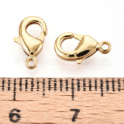 真鍮カニカン  長持ちメッキ  ニッケルフリー  18KGP本金メッキ  10x6x2.5mm  穴：1mm&nbsp;KK-YW0004-01A-G