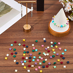 100色の合成サンゴビーズ連売り10個  染め  クロス  ミックスカラー  7.5~8.5x8~9x3~3.5mm  穴：1mm  約10PCS /カラー&nbsp;CORA-SC0001-06