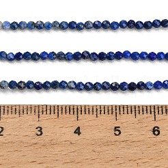 グラデーションカラーの天然ラピスラズリビーズの連  多面カット  ラウンド  2mm  穴：0.6~0.7mm  約225~228個/連  15.35~15.55''（39~39.5センチメートル）&nbsp;GG-CBA4399-A03-01