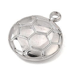 304ステンレスペンダント  サッカーボール柄のフラットラウンドいチャーム  ステンレス鋼色  16x13x3.5mm  穴：1.7mm&nbsp;SA-CBA0563-20P