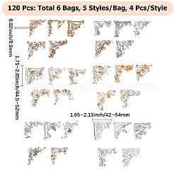 6袋6スタイルDIYペーパーコーナー  花コーナー  ミックスカラー  42~54x44.5~52x0.5mm  20個/袋  1バッグ/スタイル&nbsp;DIY-CY0001-91