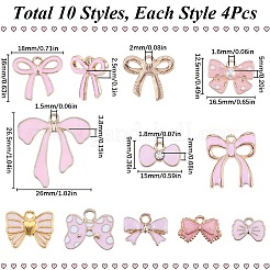 40個10スタイルアロイペンダント  エナメル  蝶結び  ピンク  8.5~26.5x12~26x1~5mm  穴：1.4~3mm  4個/スタイル&nbsp;ENAM-SC0004-97
