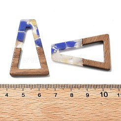 樹脂とクルミのペンダント  台形  ミックスカラー  38x24.5x2.5mm  穴：1.8mm&nbsp;FIND-R051-03F
