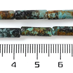 天然アフリカンターコイズ（ジャスパー）ビーズ連売り  コラム  14x4mm  穴：0.7mm  約28個/連  15.16インチ（38.5cm）&nbsp;G-D464-52