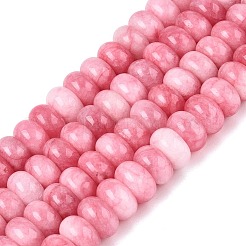 天然石ホワイトジェイドビーズ連売り  滑らかなロンデル  染め  ショッキングピンク  10~10.5x5.5~6mm  穴：0.7~1.2mm  約61~69個/連  14.37~15.55インチ（36.5~39.5cm）&nbsp;G-Q613-01F-35