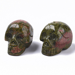 ハロウィンの天然宝石ビーズ  穴なし/ドリルなし  スカル  18~20x16.5~18x24~25mm&nbsp;G-R473-04