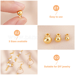 60個3スタイル真鍮チャーム  ラウンドチャーム  18KGP本金メッキ  5~7x3~5mm  穴：1~1.2mm  20個/スタイル&nbsp;KK-PH0006-02