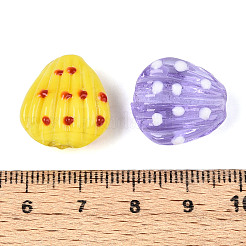 手作りのランプワークの凹凸のあるビーズ連売り  点付きの貝殻型  ミックスカラー  17.5~19.5x16.5~18x10~11mm  穴：1.2~1.6mm  約20個/連  14.37インチ（36.5cm）&nbsp;LAMP-N036-02