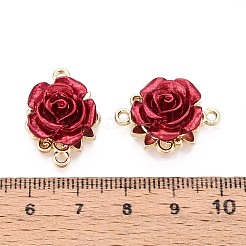 バレンタインデーラックメッキ合金リンクコネクター  abs樹脂  カドミウムフリー＆鉛フリー  花バラ  ファイヤーブリック  ライトゴールド  22.5x16x8mm  穴：1.6mm&nbsp;PALLOY-S132-198-RS
