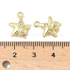 合金ラインストーンチャーム  ラックめっき  鉛フリー＆カドミウムフリー  ゴールドカラー  ヒトデ  14x11.5x4mm  穴：1.4mm&nbsp;PALLOY-F316-02A-G