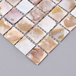 天然淡水貝のモザイクタイルカボション  正方形  フラットバック  19~20x19~20x2mm  約196個/セット&nbsp;SHEL-Q029-05A