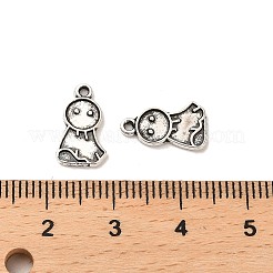 チベット風合金チャーム  カドミウムフリー＆鉛フリー  人形  アンティークシルバー  13.5x8x1mm  穴：1.2mm&nbsp;FIND-C043-001AS