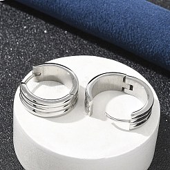 女性用304ステンレスフープピアス  316サージカルステンレススチール製耳ピン付き  リング  ステンレス鋼色  20x7mm&nbsp;EJEW-C096-61P