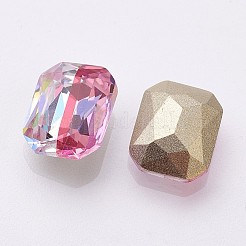 K9ガラスラインストーンカボション  光沢のあるレーザースタイル  模造オーストリアのクリスタル  尖ったバック＆バックメッキ  多面カット  長方形  バックメッキ  カメリア  10x8x4mm&nbsp;GLAA-D001-14D