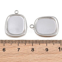 304ステンレススチールペンダントカボションセッティング  長方形チャーム  ステンレス鋼色  20.5x16x3mm  穴：1.8mm&nbsp;SA-CBACA10-03P