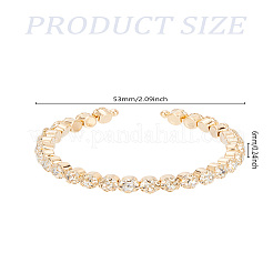 女性用合金ラインストーンカフバングル1個  フラットラウンド  ゴールドカラー  1/4インチ（0.6cm）  内径：2-1/8インチ（5.3cm）&nbsp;BJEW-LP0012-02G
