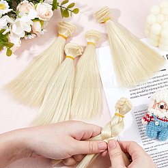 高温ファイバー人形ウィッグヘア  DIYの女の子のためのbjdメイキングアクセサリー  小麦  100x15.5~16.5mm&nbsp;AJEW-WH0561-83A-13