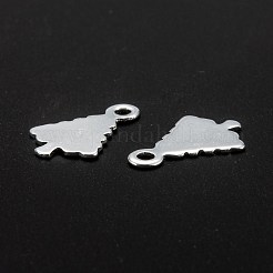 ステンレススチールチャーム201個  クリスマスツリー  空白タグのスタンプ  銀  14x9~9.5x0.6~0.8mm  穴：1.4mm&nbsp;LS-STAS-F192-036S