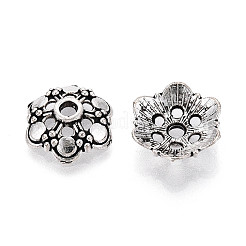 チベット風合金ビーズキャップ  中空の花  アンティークシルバー  13x13x4mm  穴：2mm  約1098個/1000g&nbsp;TIBEB-T004-20AS