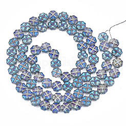 電気メッキガラスビーズセット  スモモの花  ミックスカラー  8x8.5x4mm  穴：0.9mm  約75~76個/連  23.62インチ〜24.02インチ（60~61cm）&nbsp;EGLA-N008-007