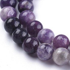 天然レピドライト/パープルマイカストーンビーズ連売り  ラウンド  10mm  穴：1mm  約36個/連  14.76~14.96インチ（37.5~38cm）&nbsp;G-K415-10mm