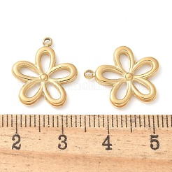 304ステンレスペンダント  手動研磨  花のチャーム  イオンプレーティング（ip）  ゴールドカラー  16.5x15x2mm  穴：1.4mm&nbsp;STAS-Q345-22G