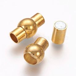 ラックメッキ真鍮製マグネットクラスプ、接着端付き  ニッケルフリー  オーバル  18KGP本金メッキ  15.5~17x9mm  穴：5mm&nbsp;KK-G230-5mm-G-NF
