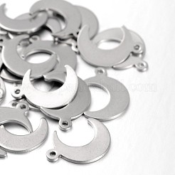 変色しにくいムーン 304 ステンレススチールペンダント  ステンレス鋼色  16x11x1mm  穴：1mm&nbsp;STAS-N059-16