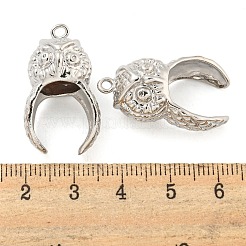 ラックメッキ真鍮ペンダントカボションセッティング  フクロウ  プラチナ  27.5x16x13mm  穴：2mm&nbsp;KK-A217-04P