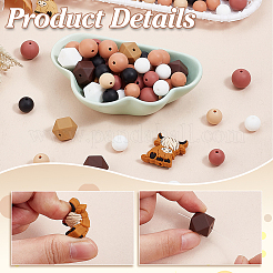 シリコンビーズ  円形と八角形と牛  ミックスカラー  12~28x12~26x9~15mm  穴：2~3mm&nbsp;SIL-PH0001-24