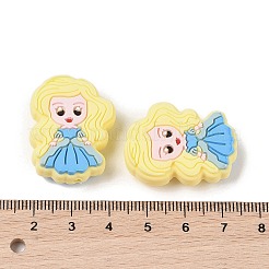 プリンセス食品グレードシリコンフォーカルビーズ  DIYの看護ネックレス用  きいろ  30x23x9mm  穴：2.5mm&nbsp;SIL-A008-05E