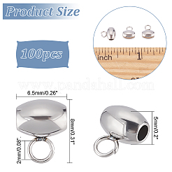304ステンレススチールチューブベイル100個  ループベイル  バレル  ステンレス鋼色  8x6.5x5mm  穴：2mm&nbsp;STAS-DC0010-79