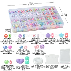 DIY フラットラウンド & ハート アクリル & プラスチック ビーズ ブレスレット 作成キット  ミックスカラー  5~150x0.8~100x0.5~7.5mm  穴：1.2~3.5mm&nbsp;DIY-FS0006-41