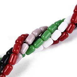 オペークソリッドカラーガラスビーズ連売り  バレル  ミックスカラー  6~6.5x4~4.5mm  穴：0.7~1mm  約58~63個/連  14.37~15.16インチ（36.5~38.5cm）&nbsp;GLAA-N058-4x6mm-B01