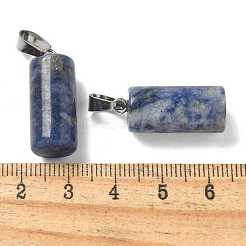 ナチュラルブルースポットジャスパーペンダント  201ステンレススチール製金具付き  コラム  25x10mm  穴：4x7mm&nbsp;G-B127-17P-03