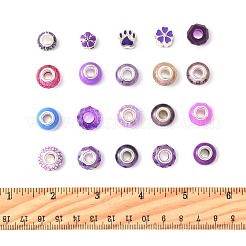 40個 20スタイル DIY ロンデル ヨーロピアンビーズ ファインディングキット  合金ラインストーン粘土パヴェビーズを含む  模造ターコイズ スタイル樹脂ヨーロピアン ビーズ  レジンヨーロピアンビーズ  合金エナメルビーズ  ミックスカラー  11.5~14x5~11mm  穴：4~6mm  2個/スタイル&nbsp;DIY-FS0009-85