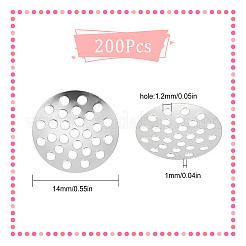 アイアンフィンガーリング/ブローチシャワー金具  穴あきディスクのセッティング  プラチナ  14x1mm  穴：1.2mm  200個/箱&nbsp;IFIN-SC0001-34