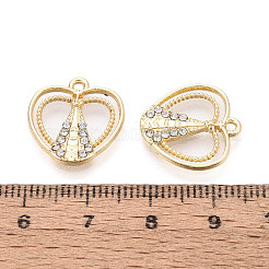 合金ラインストーンペンダント  ハート＆ノッサ セニョーラ アパレシーダ チャーム  ライトゴールド  16.5x16x2mm  穴：1.4mm&nbsp;FIND-N008-29KCG