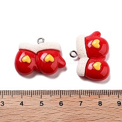 クリスマステーマ樹脂ペンダント  プラチナ鉄ループ付き  グローバー  21x27x9mm  穴：2mm&nbsp;RESI-R450-04B