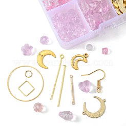 DIYイヤリング作成キット  鉄製のピアスフック、ピン、リンクを含む  真鍮と合金のリンク  ガラス、アクリル、プラスチック  合金ペンダントと304ステンレス鋼のオープン丸カン  ゴールドカラー  25x2x1.2mm  穴：1mm&nbsp;DIY-FS0009-64