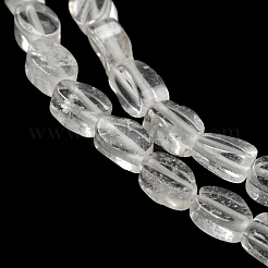 天然石クオーツクリスタルビーズ連売り  ロッククリスタルビーズ  フラットオーバル  6~6.5x4~4.5x2.5mm  穴：0.6mm  約64個/連  15.94''（40.5センチメートル）&nbsp;G-M420-H17-03