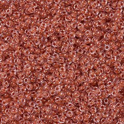 MIYUKIラウンドロカイユビーズ  日本製シードビーズ  （rr214)サーモン裏地クリスタル  11/0  2x1.3mm  穴：0.8mm  約1100PCS /ボトル  10 G /ボトル&nbsp;SEED-JP0008-RR0214