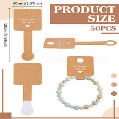ヘアタイペーパーディスプレイカード50個  愛を込めて手作りされたシルバースタンピングワード  キャメル  10x4cm&nbsp;CDIS-LP0001-03