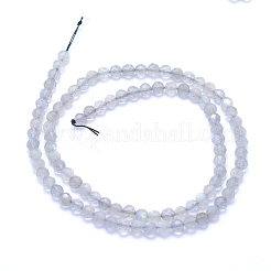 天然石ラブラドライトビーズ連売り  多面カット  ラウンド  4mm  穴：0.6mm  約97個/連  15.35インチ（39cm）&nbsp;G-I279-E19