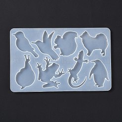 動物のテーマシリコンモールド  フォンダン型  樹脂鋳造金型  DIYケーキデコレーション用  レジンクラフト  鳥/カタツムリ/ペンギン  ホワイト  147x232x8mm  内径：46.5~90x32~34mm&nbsp;DIY-D076-02