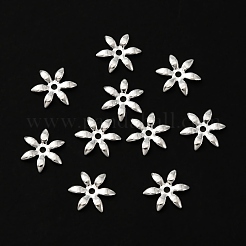 真鍮製ビーズキャップ  鉛フリー＆カドミウムフリー  925銀メッキ  7.5x8.5x1mm  穴：1mm&nbsp;KK-O143-36S